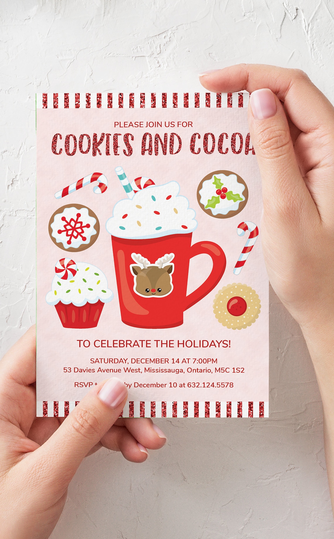Cookies and Cocoa Holiday Party Invitation Printable With - Etsy