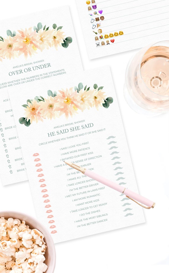 Love is in Bloom Bridal Shower Games Bundle - Printable Peach Floral Bridal Shower Games Package for Spring or Summer Bridal Shower Il_570xn