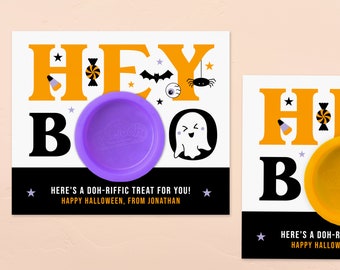 Halloween Play Doh Cards | Halloween Class Gift | Halloween Party Favor Treat Tags | Hey Boo