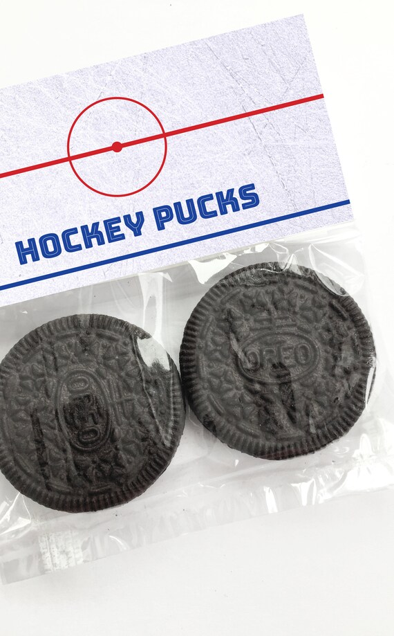 Hockey Party Favor Printable Instant Download File - Hockey Puck Treat Bag Toppers for Hockey Birthday Party - Editable Template Il_570xn