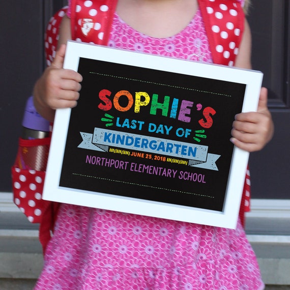 Last Day of School Sign Printable File / Chalkboard Last Day of ...