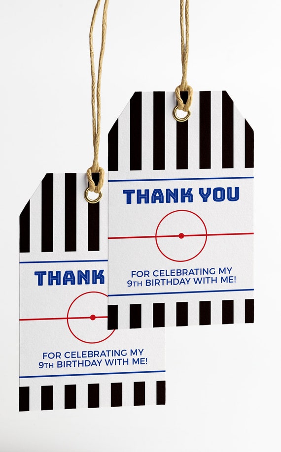 Hockey Thank You Tags for Hockey Birthday Party - Instant Download Printable File - Hockey Tags for Party Favors, Loot Bags or Coach Gift Il_570xn
