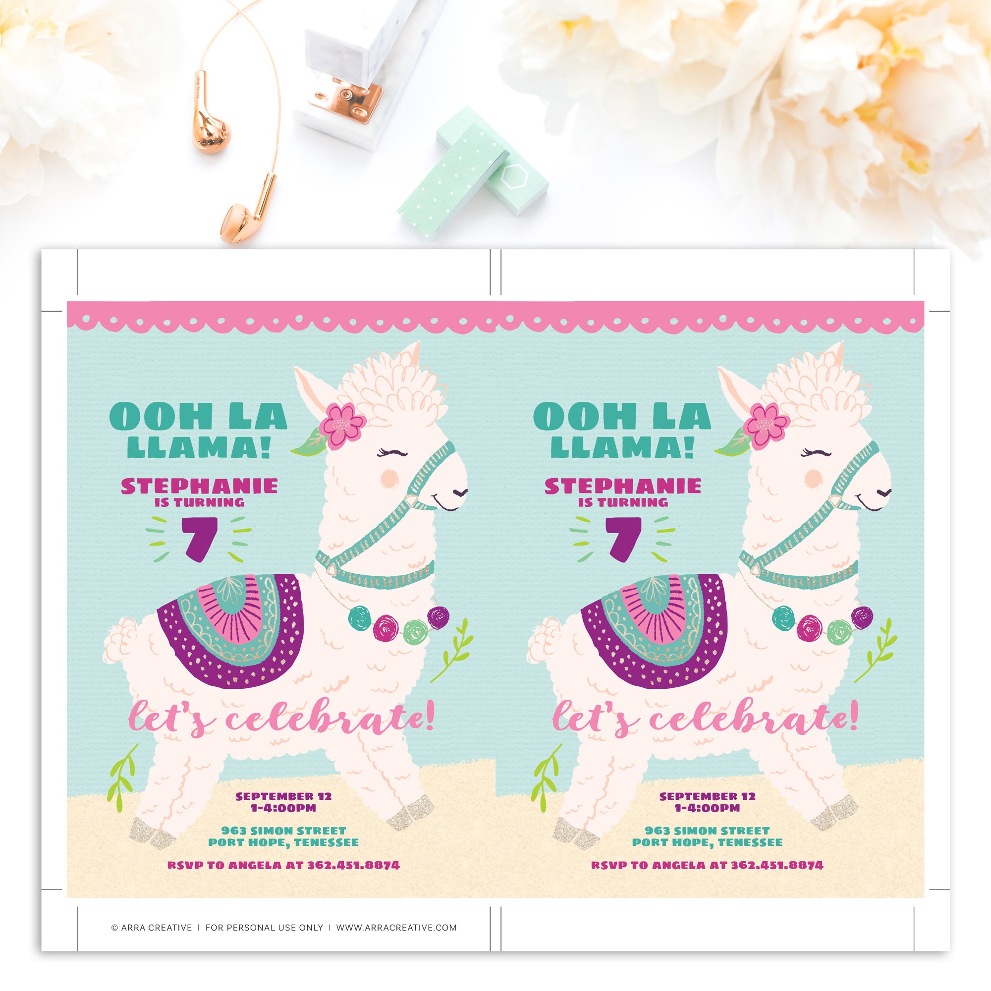 Ooh La Llama Invitation Instant Download Printable File | Etsy