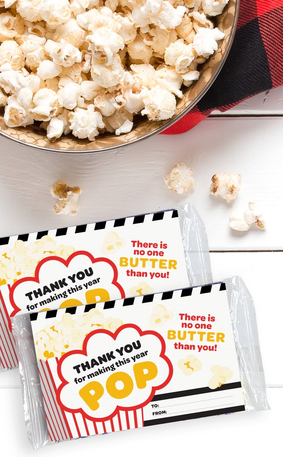 Microwave Popcorn Thank You Tag for Teachers or Students - Printable Instant Download File Il_570xn