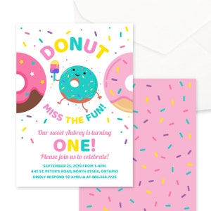 Donut Birthday Invitation Printable Instant Download File - Donut Miss ...