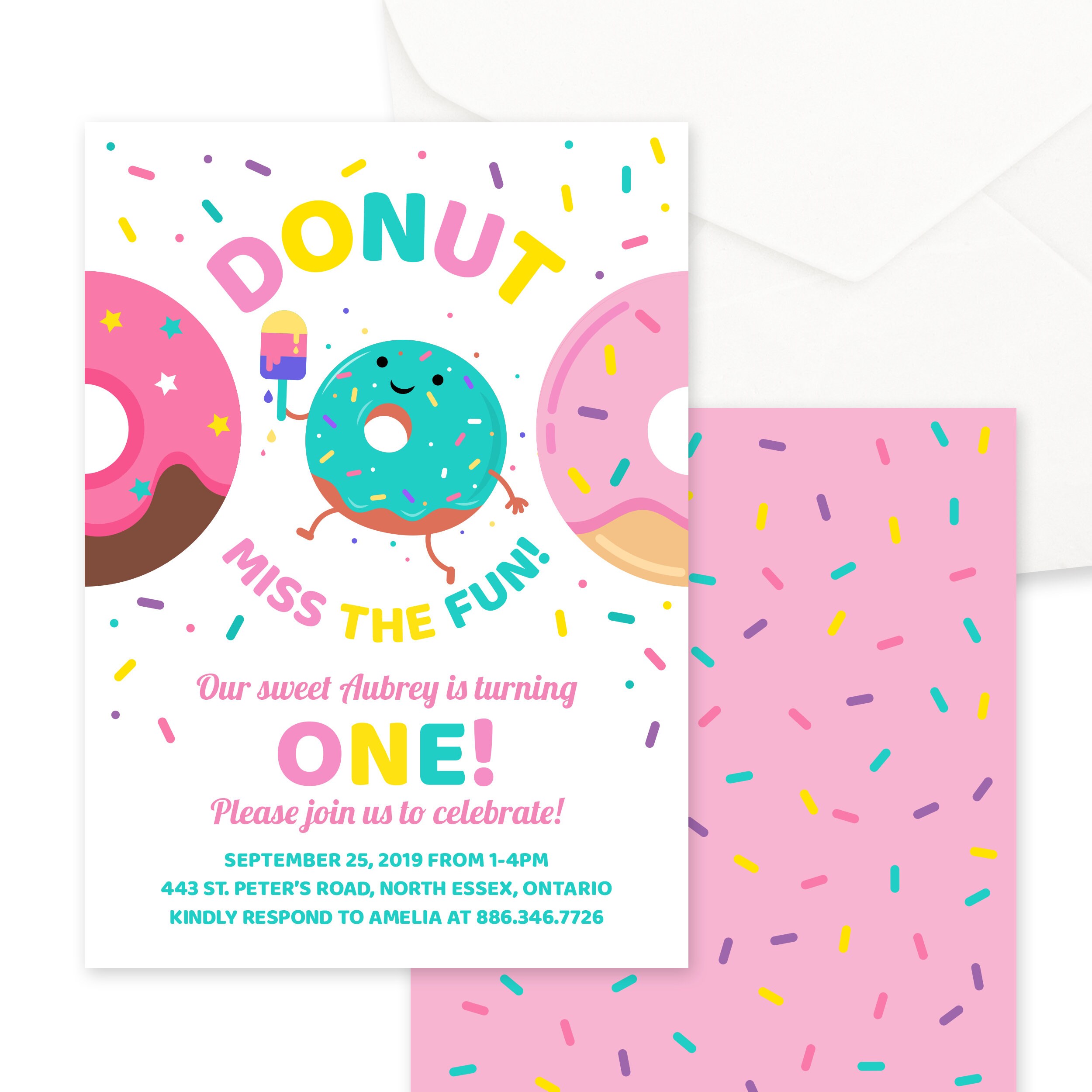 Donut Birthday Invitation Printable Instant Download File | Etsy