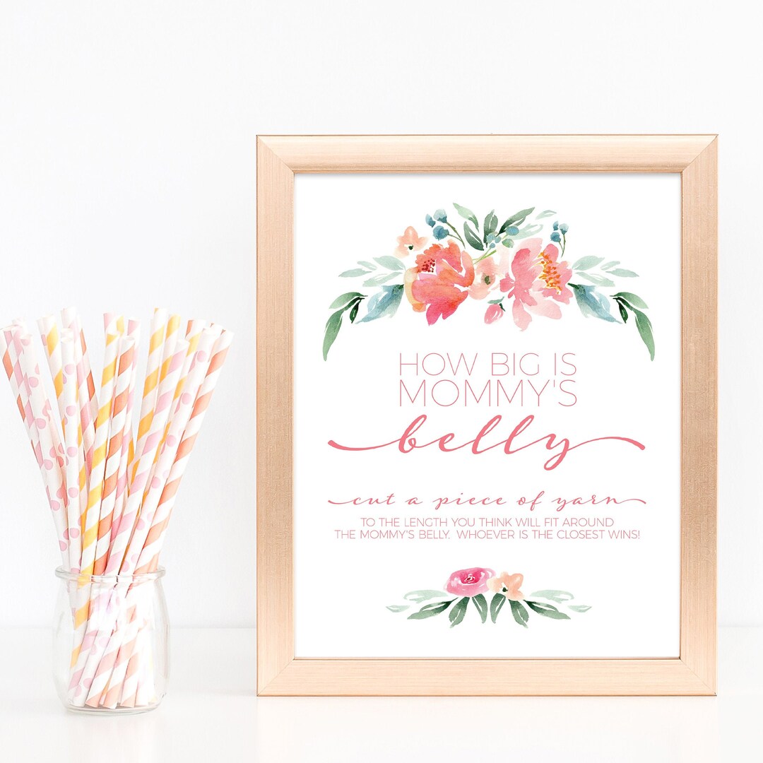 how-big-is-mommy-s-belly-baby-shower-game-instant-download-printable-file-measure-mommy-s-belly-string-game-floral-baby-shower-sign-etsy
