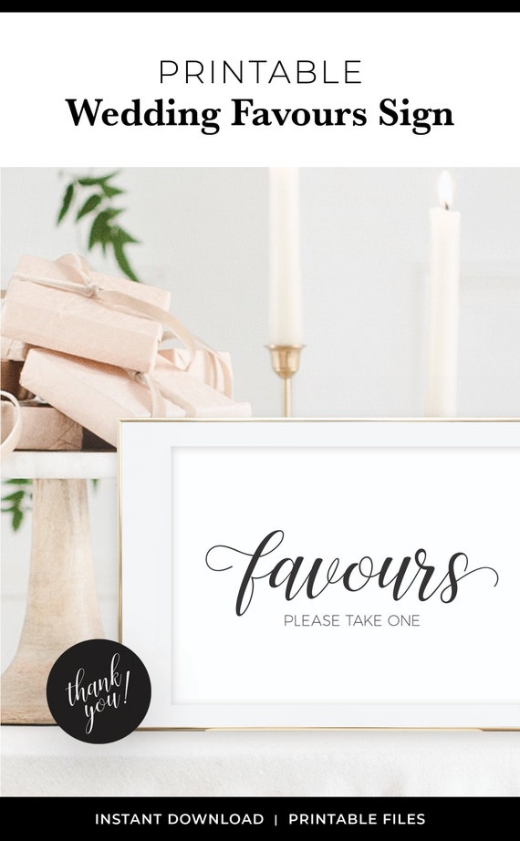 Wedding Favours Sign and Thank You Tags in Black and White for a Modern Wedding or Bridal Shower - Instant Download Wedding Decorations Il_570xn
