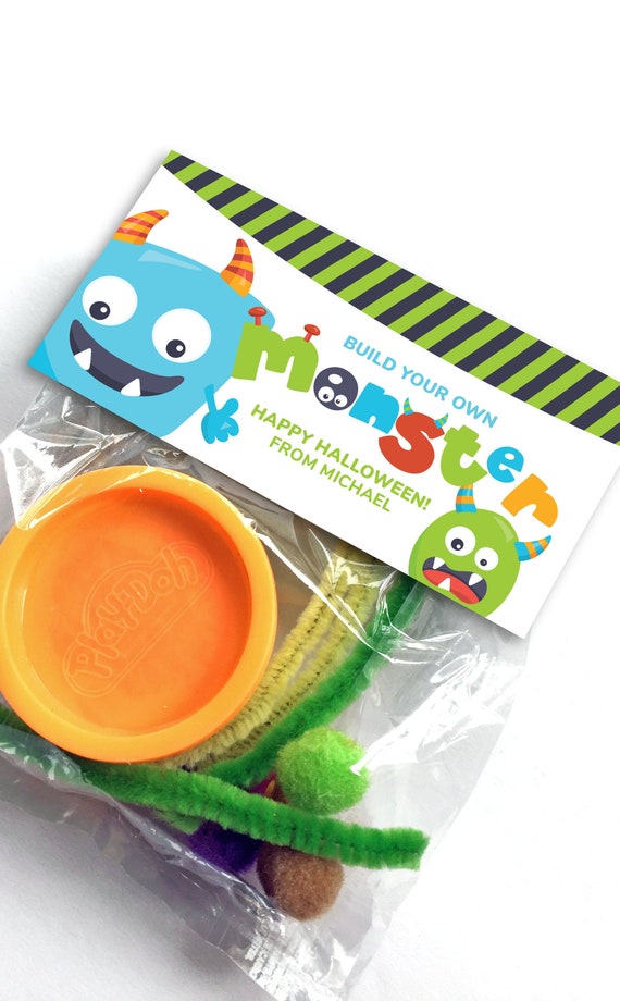 Halloween Treat Bag Topper - Build Your Own Monster Printable for Halloween or Monster Party Favours - Non-Candy Halloween Treat for Kids Il_570xn