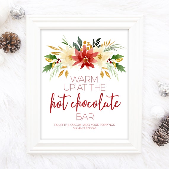 Holiday Hot Chocolate Bar Sign And Topping Labels Instant Etsy