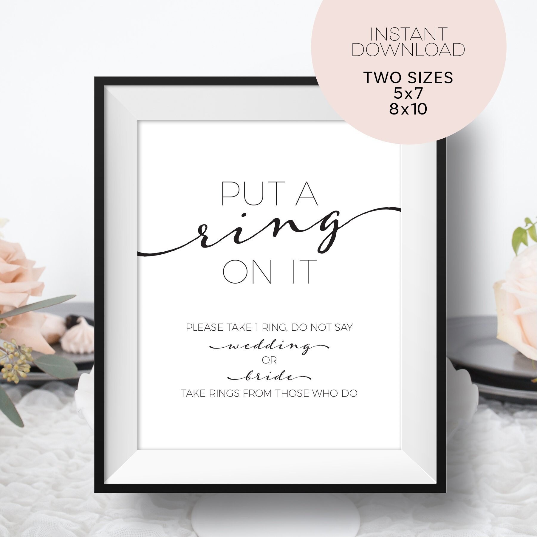 Put a Ring on It Game Printable File Bridal Shower Games Instant Download Bridal Shower Ring Game Sign Don't Say Bride or Wedding Game - Etsy