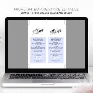 Editable Wedding Menu Template Instant Download Printable File Black and White Wedding Table Decorations Modern Wedding Menu Template image 4