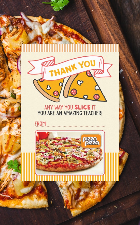 Pizza Teacher Thank You Card Printable Teacher Appreciation Gift Card