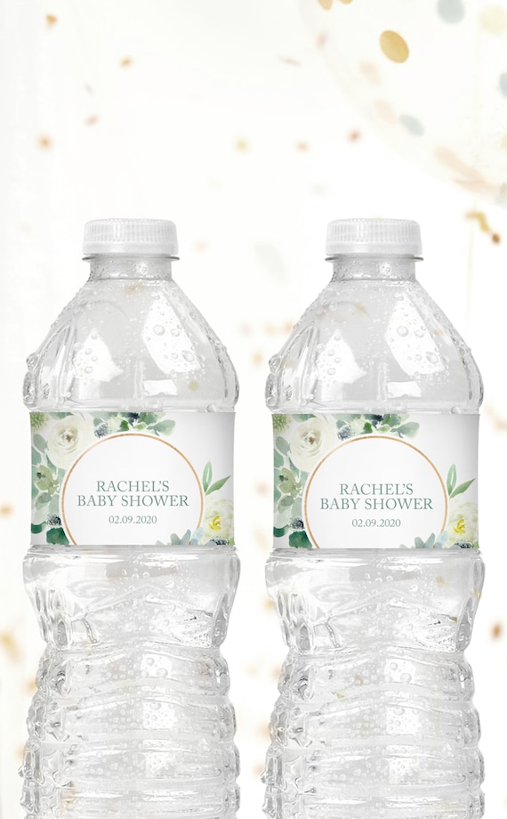 Succulent Water Bottle Labels - Printable Instant Download File - Succulent Baby Shower Decorations - Editable Template - Green and Gold Il_570xn