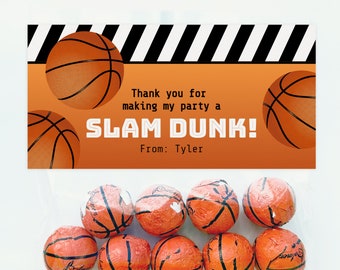 Basketball Birthday Party Favors | Basketball Treat Bag Toppers Editable Template | Printable Basketball Goodie Bag Tags