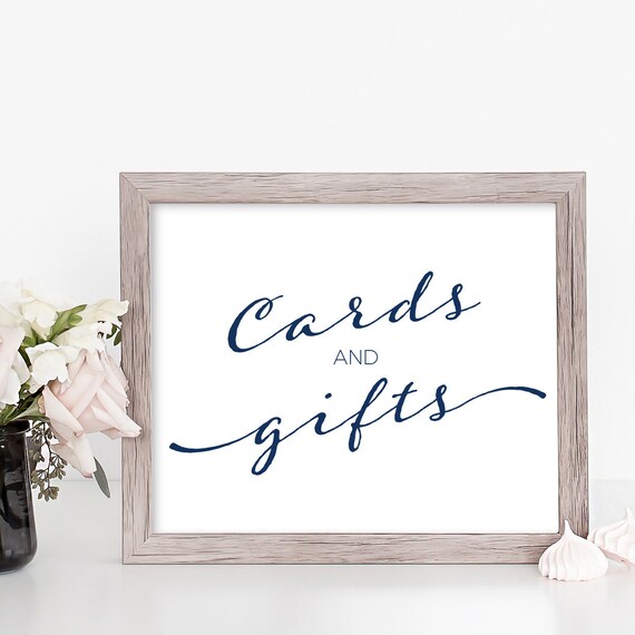 Navy Cards and Gifts Sign - Printable Wedding Sign Instant Download - Gift Table Wedding Decorations - Bridal Shower Sign Digital Download Il_570xn
