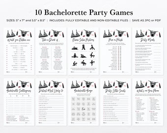 Lipstick and Lingerie Bachelorette Party Games Bundle | Printable Editable Template
