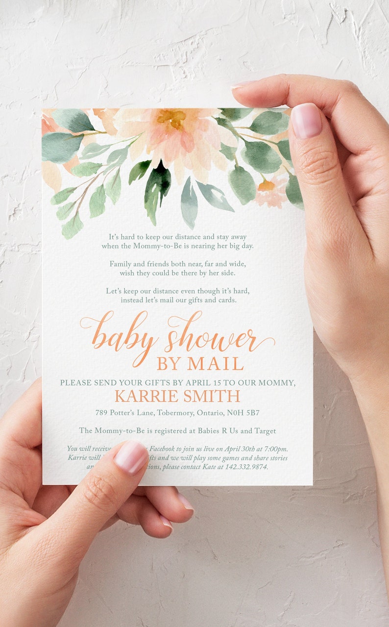 Baby Shower by Mail Invitation Template for Virtual Baby Etsy