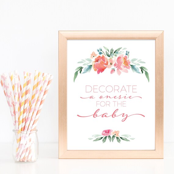 Decorate A Onesie Sign Baby Shower Games Printable File Floral