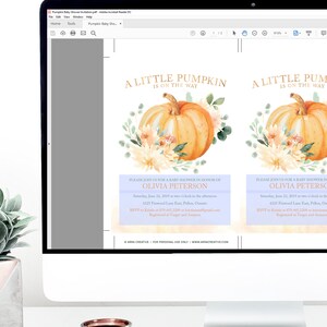 Pumpkin Baby Shower Invitation Printable File for Fall Baby Shower - Instant Download - Autumn Floral and Pumpkin Design image 3