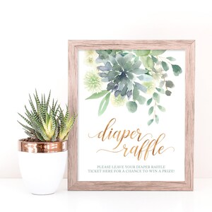 Succulent Baby Shower Diaper Raffle Sign - Instant Download - Printable Succulent Diaper Raffle Tickets - Greenery Baby Shower Decorations image 3