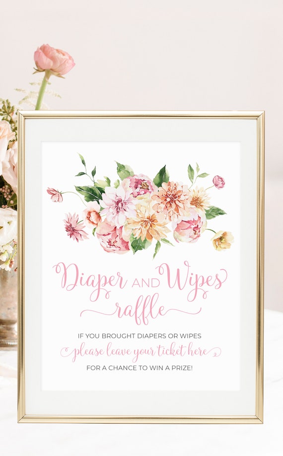 baby in bloom diaper raffle and wipes baby shower sign etsy denmark