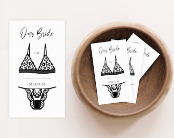 Lingerie Size Cards | Bachelorette Party Invitation Insert | Panty Game Size Cards | Lipstick and Lingerie Shower
