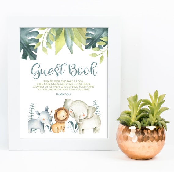 Safari Baby Shower Guest Book Sign - Printable Instant Download Boy Baby Shower Decorations featuring Baby Safari Animals Il_570xn