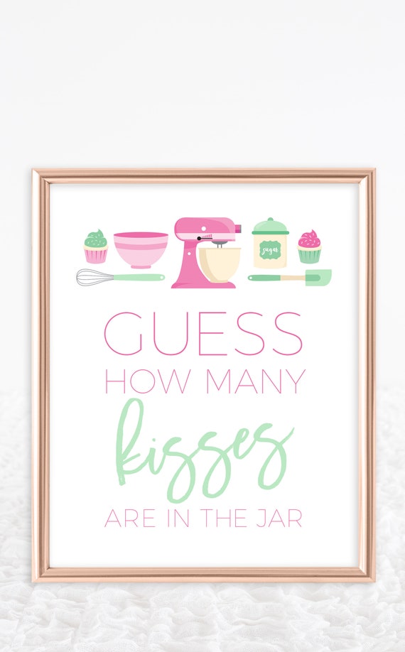 Baking Bridal Shower Guess How Many Kisses Are in the Jar candy game you can print and display at your Bridal Shower Il_570xn