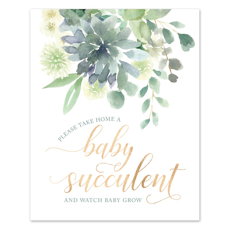 Succulent Watch Me Grow Favor Tags Printable Files - Succulent Baby Shower Sign - Baby Cactus Favors Sign and Tags image 6