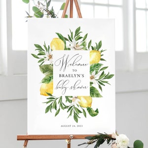Lemon Baby Shower Welcome Sign Template for Gender Neutral Baby Shower with Citrus Theme