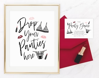 Panty Game Cards and Sign for Lipstick and Lingerie Shower | Bachelorette Party Game