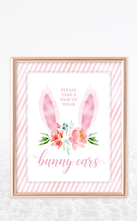 Bunny Ears Birthday Party Sign for Girl Bunny Birthday Party - Printable Instant Download Party Decorations - Bunny Ears Party Favours Sign Il_570xn