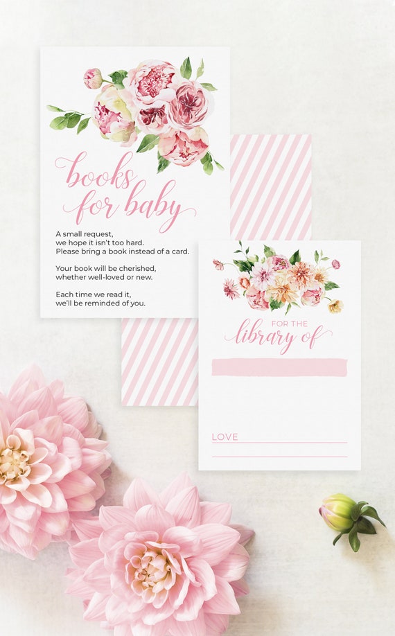 Baby in Bloom Books for Baby Insert Cards and Book Labels for Baby Shower - Printable Instant Download File Il_570xn