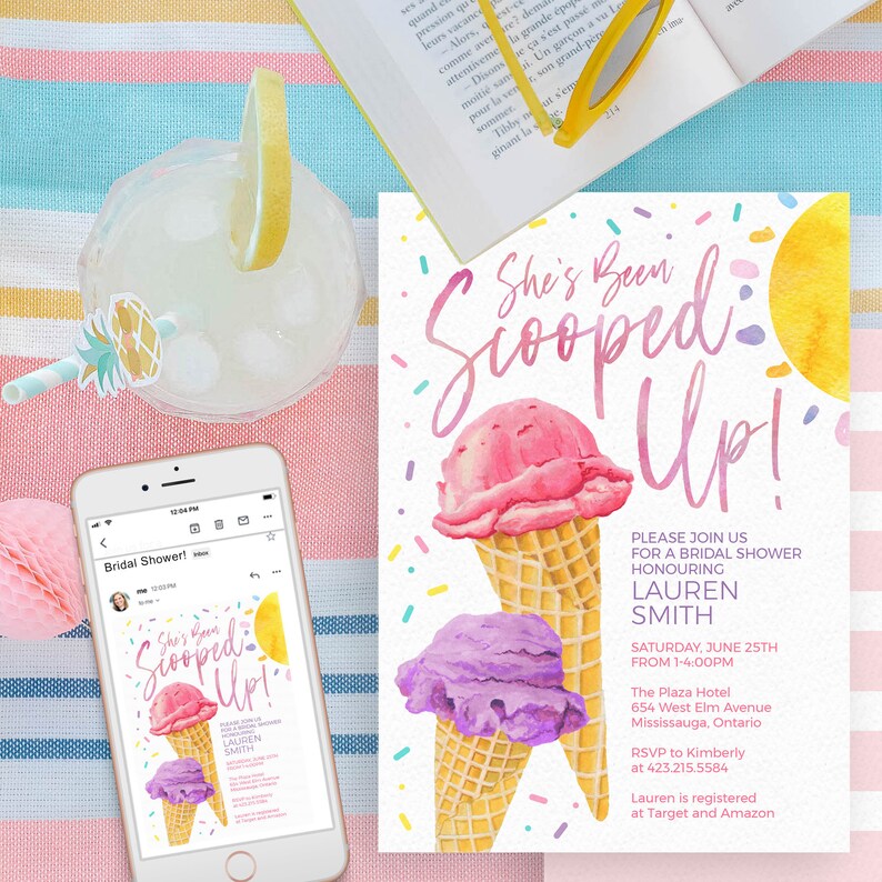 She's Been Scooped Up Bridal Shower Invitation for Summer Etsy España