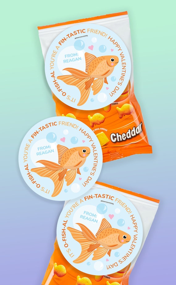 Kids Classroom Valentines Day Cards for Goldfish Crackers | Printable School Valentine Cards Il_570xn