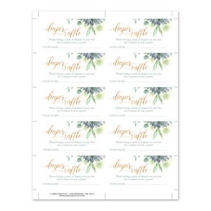 Succulent Baby Shower Diaper Raffle Sign - Instant Download - Printable Succulent Diaper Raffle Tickets - Greenery Baby Shower Decorations image 8