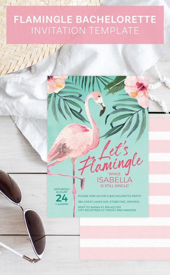 Flamingle Bachelorette Party Invitation - Printable Flamingo Party Invite Instant Download File Il_570xn