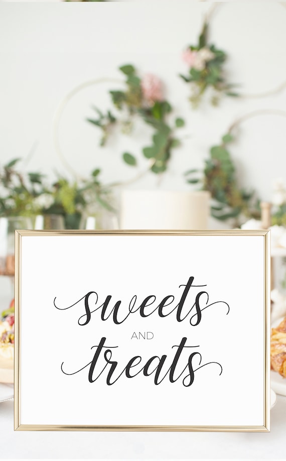 Sweets And Treats Sign Instant Download Printable File Black And White Dessert Table Wedding Sign Modern Wedding Decorations By Arra Creative Catch My Party