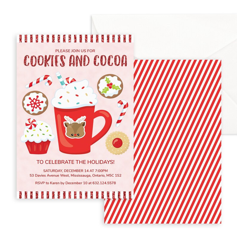 Cookies and Cocoa Holiday Party Invitation Printable With - Etsy