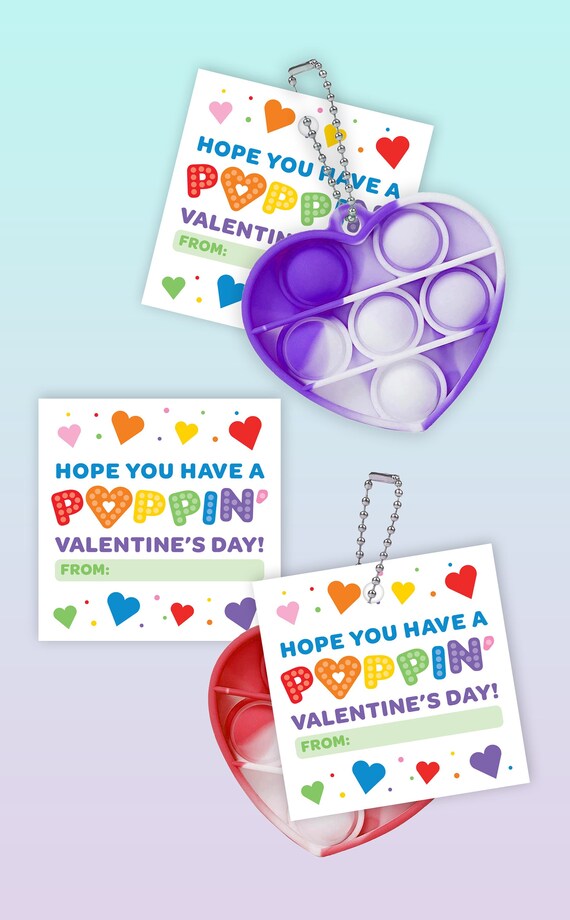 Pop It Valentine's Day Cards for Kids - Classroom Valentine Tags for Kids for keychain Pop It Toys Il_570xn