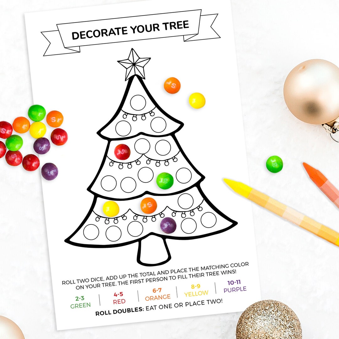 Christmas Party Game  Decorate a Christmas Tree Printable