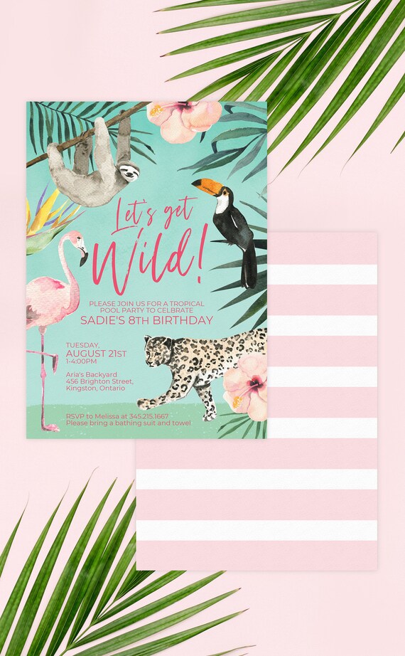 Jungle Party Invitation Printable Instant Download File | Let's Get Wild Invitation Template for Birthday, Bachelorette or Bridal Shower Il_570xn