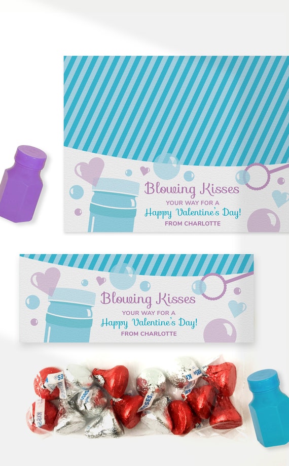 Bubbles and Kisses Valentines Day Card for Kids - Classroom Valentines Cards with Bubbles - Printable Instant Download File Il_570xn