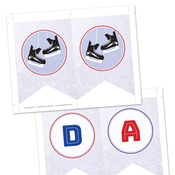 Hockey Banner for Birthday Party with Hockey Skates and Ice Rink - Printable Instant Download File you can Personalize Il_570xn