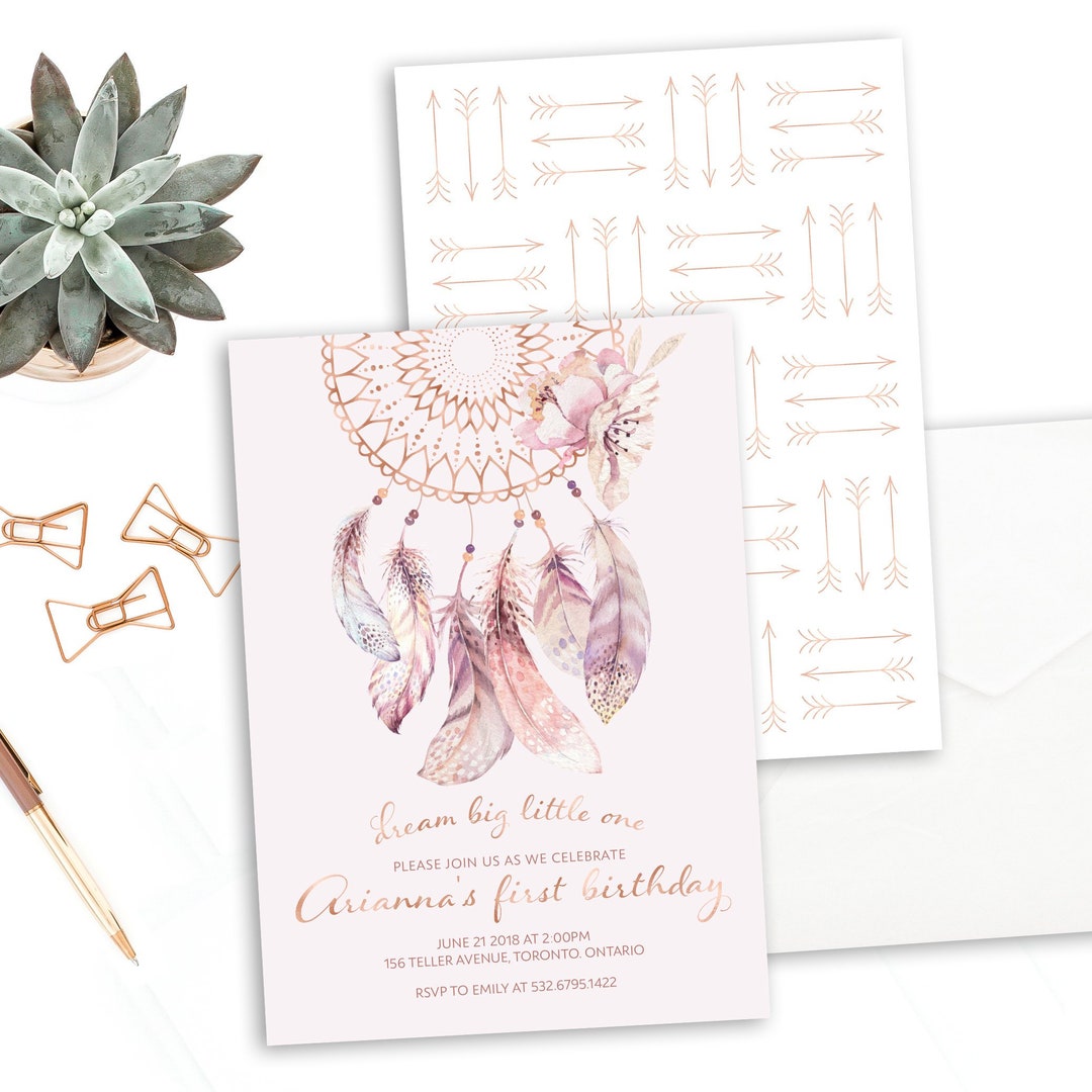 Dream Catcher Invitation Printable Dreamcatcher Birthday Invitation ...