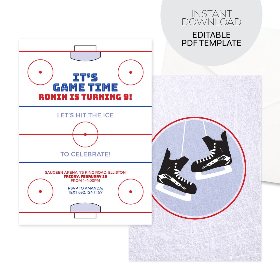 Hockey Birthday Invitation Instant Download Printable File | Etsy