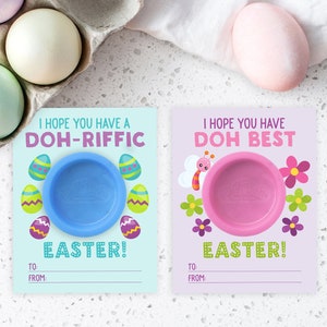 Play Doh Easter Cards for Kids | Printable Non-Candy Easter Cards for School Classmates | Easter Gifts for Kids