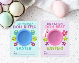 Play Doh Easter Cards for Kids | Printable Non-Candy Easter Cards for School Classmates | Easter Gifts for Kids