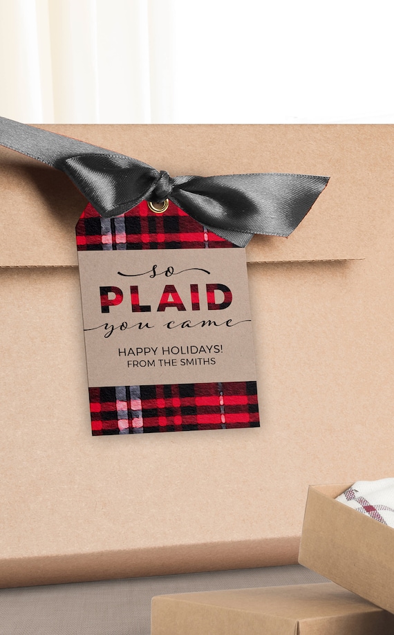 So Plaid You Came Flannel Christmas Party Favour Tags - Printable Buffalo Plaid Thank You Tags Instant Download for Holiday Party Il_570xn